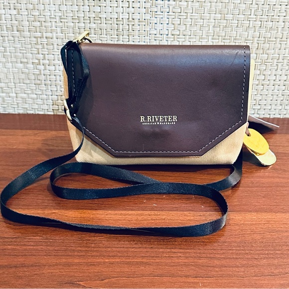 R. Riveter Bags Mini Patton Handmade Tan Canvas Brown Leather